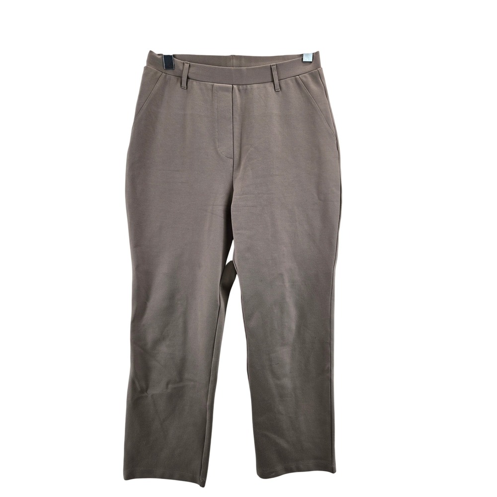 Quince Womens Ultra-Stretch Ponte Straight Leg Crop Pants Taupe Tan Size M